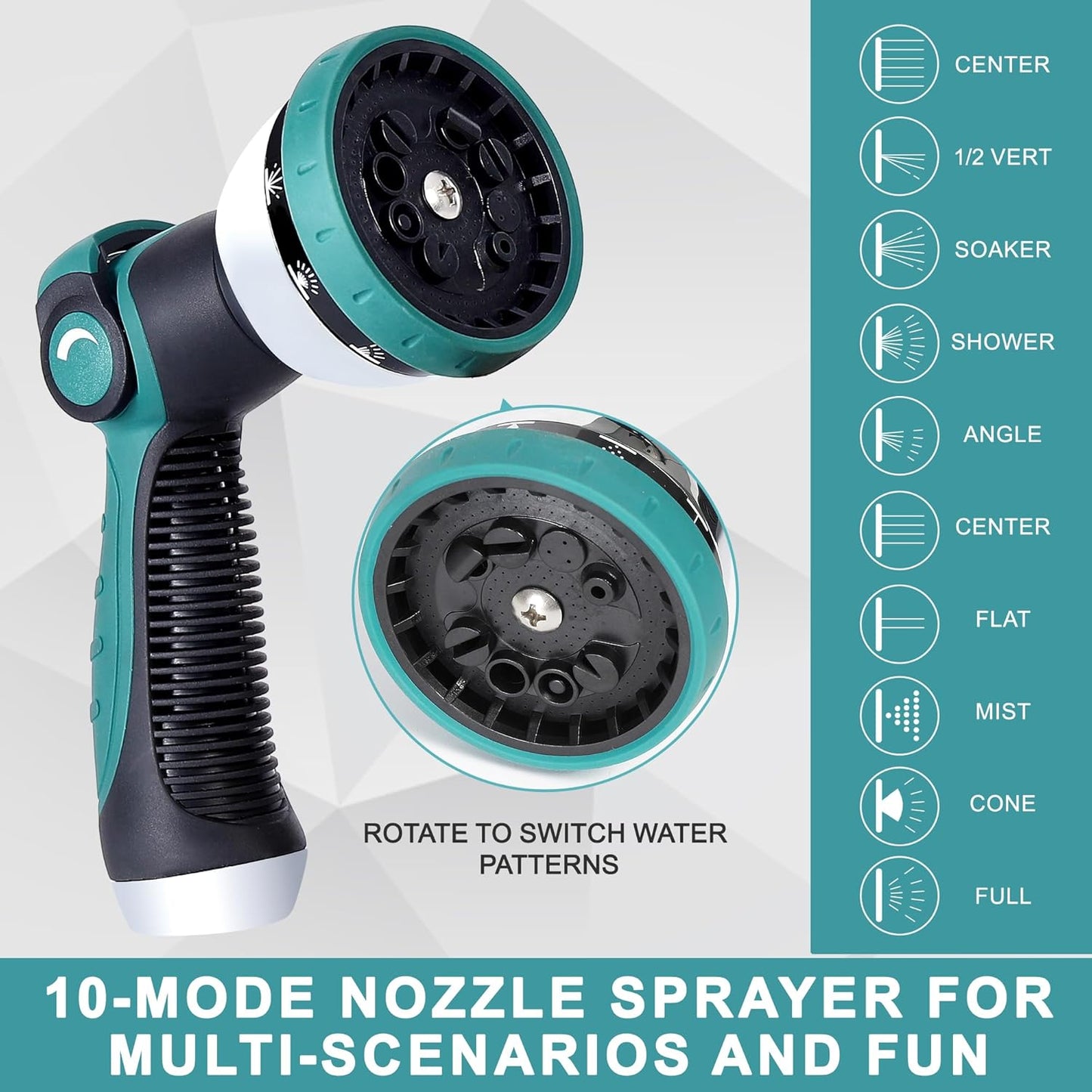 50FT 5/8'' Garden Hose, 304 Stainless Steel Water Hose, Flexible with a 10-Mode Nozzle Sprayer, No Kink, Lightweight, Puncture Proof Metal Hose, Ideal for Yard, Lawn, Outdoor