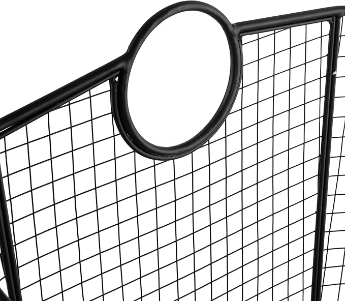 Deco 79 Metal Large Open Frame Wire Grid Storage Basket with Curved Sides and Ring Handles, 30" x 20" x 20", Black