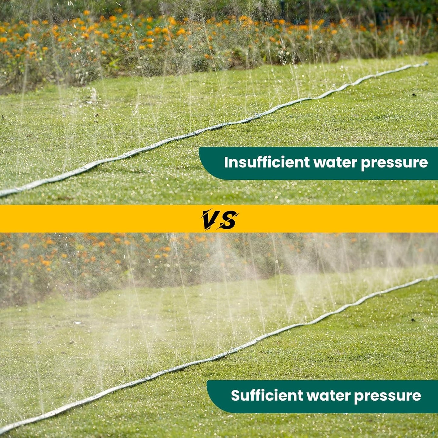 Sprinkler Soaker Hose 50ft 2Pack for Garden Lawn, Watering Pipe with Holes, High-Efficiency Water-Saving Garden Irrigation System, Drip Hose Sprinkler