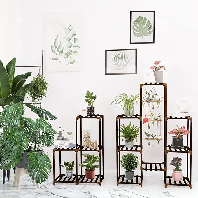 XXXFLOWER Plant Stand Indoor Outdoor Large Plant Cabinet Corner Holder Plant Shelf 13 Tiers Wood Plant Rack for Multiple Plants Pots Flowers Stand for Living Room Boho Apartment Balcony Garden Decor