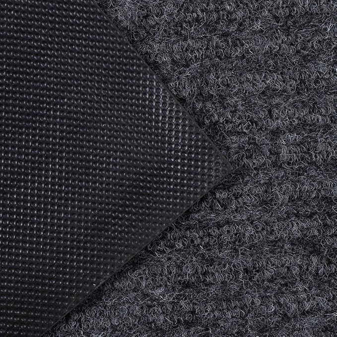 Fani Heavy Duty Large Grey Striped Floor Door Mat - Waterproof Low Profile Home Rug with Anti-Skid Rubber Back (Gray, 23" x 35")