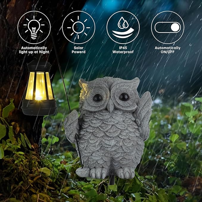 Owl Garden Decor,Owl Solar Lights Outdoor Garden,Solar owl Garden Decor,Outdoor Solar Lights for Yard Decorations,Solar Decorations for Outside,-Unique Housewarming Gifts