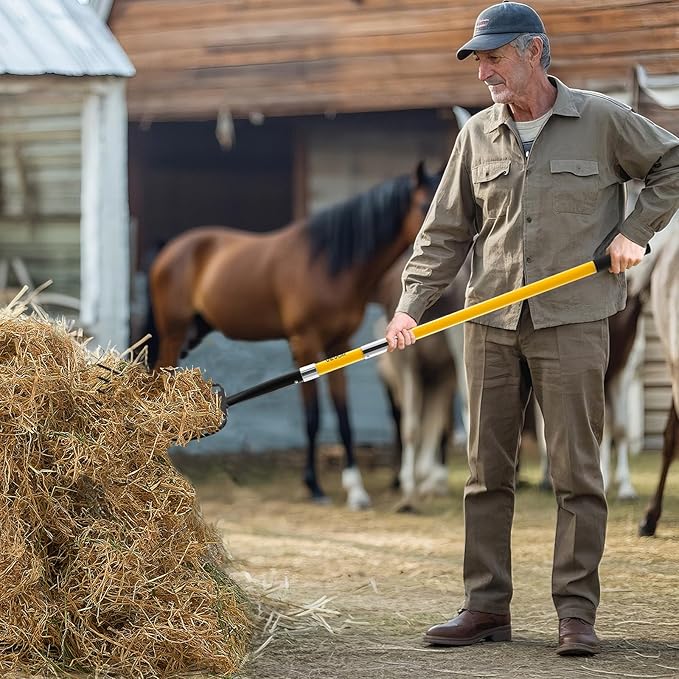VEVOR Garden Fork, 5-Tine Gardening Pitchfork with Fiberglass Handle, 57 in Heavy Duty Digging Fork with Y Grip, Forged Steel Spading Fork for Hay Potato Composting Transplanting Aeration