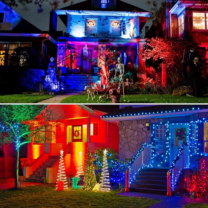 ECOWHO 25W RGB Color Changing Landscape Lights,1800LM Low Voltage LED Landscape Lighting 69ft Extendable LED Spotlight with Remote Transformer IP65 Waterproof for Garden Yard Pathway House 6 Pack