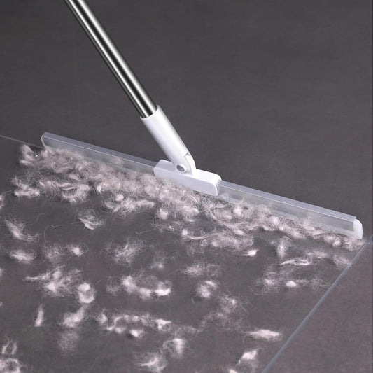 Floor Squeegee with 65" Long Handle, 180° Rotating Silicone Head, Pet Hair & Water Remover, Squeegee Broom for Shower, Tile, Garage, Concrete & Pool Cleaning