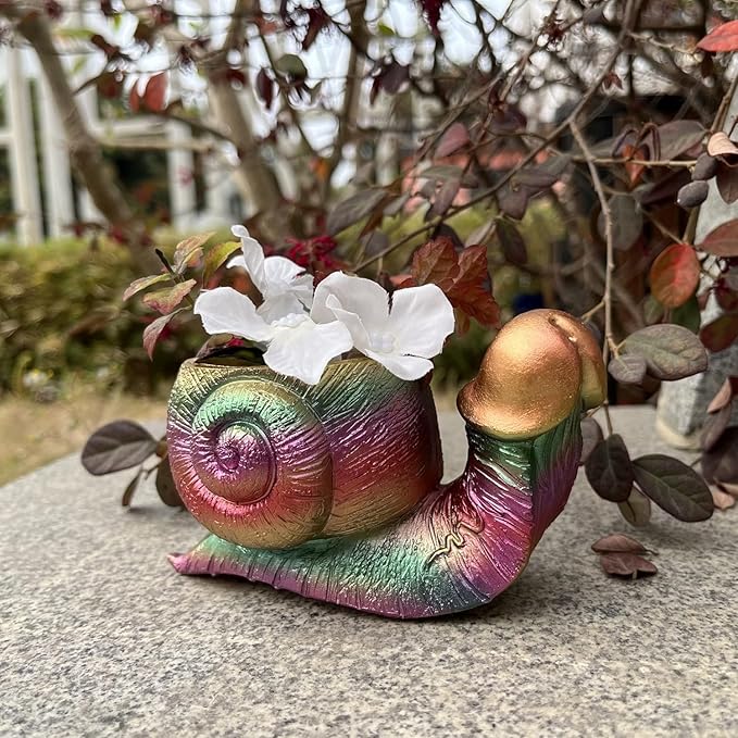 Snail Planter Turtle Planter, Vintage Retro Flower Plant pots for Indoor & Outdoor Plants, Unique Flower Pot for Succulent Plants Live, Snail Decor for Fun Planting Experience (Snail)