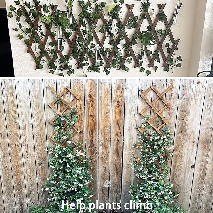 Wooden Lattice Wall-Expandable Plant Garden Trellis for Climbing Plants Outdoor Air Plant Vertical Rack Wall Decor for Room Patio