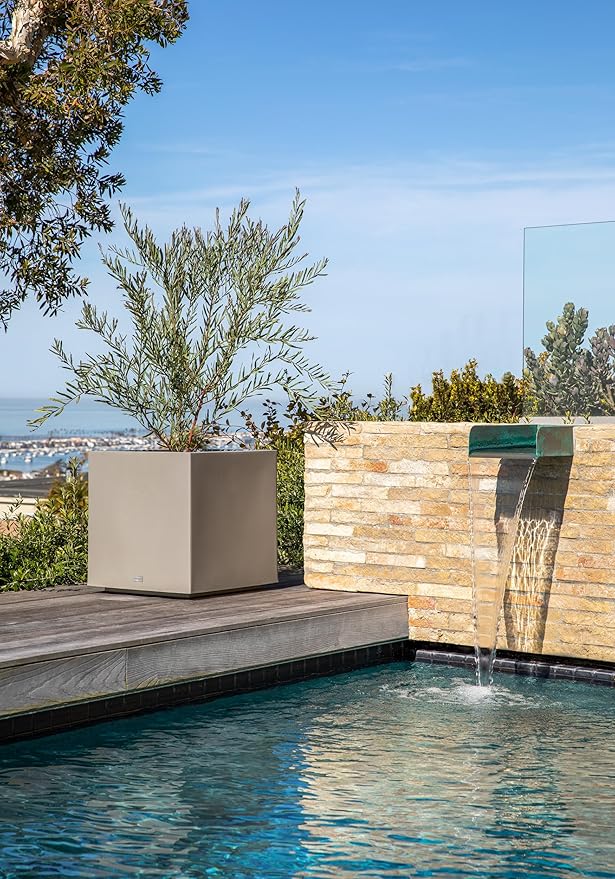 Veradek Block Series Cube Plastic Planter - Large Square Planter for Indoor or Outdoor Patio/Garden | Durable All-Weather Use with Drainage Holes | Modern Décor for Tall Plants, Trees, Flowers