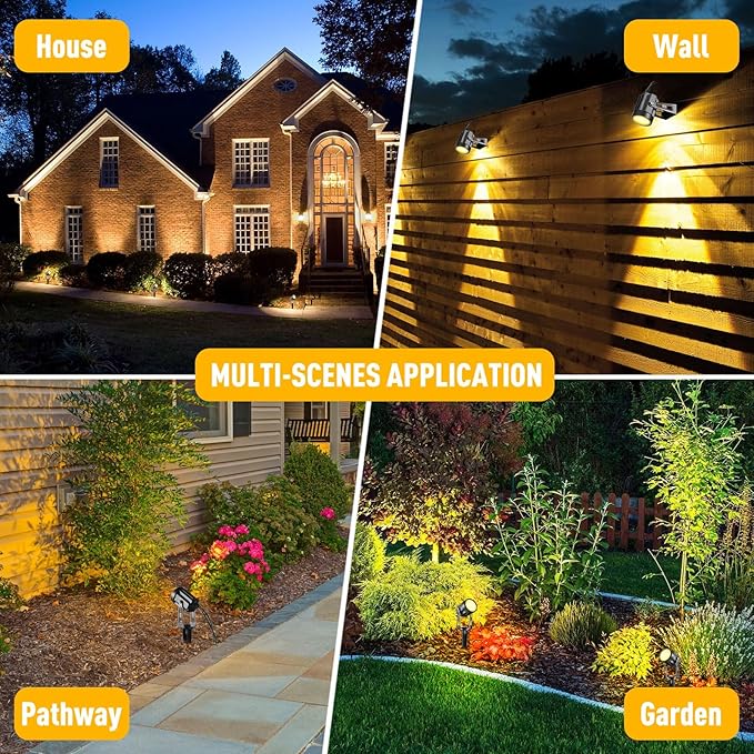 ECOWHO Landscape Lights Outdoor, 3W 12V Low Voltage Landscape Lighting Kit with Transformer, 2700K Super Warm White (1800LM) Waterproof LED Spot Lights for House Garden Yard Pathway Tree 6 Pack