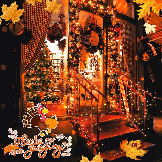 JMEXSUSS 4 Pack Orange Solar Fairy Lights, Total 400 LED 132 FT Orange Halloween Light, 8 Modes Copper Wire Solar String Lights Outdoor Waterproof for Halloween Garden Yard Tree Christmas Decor