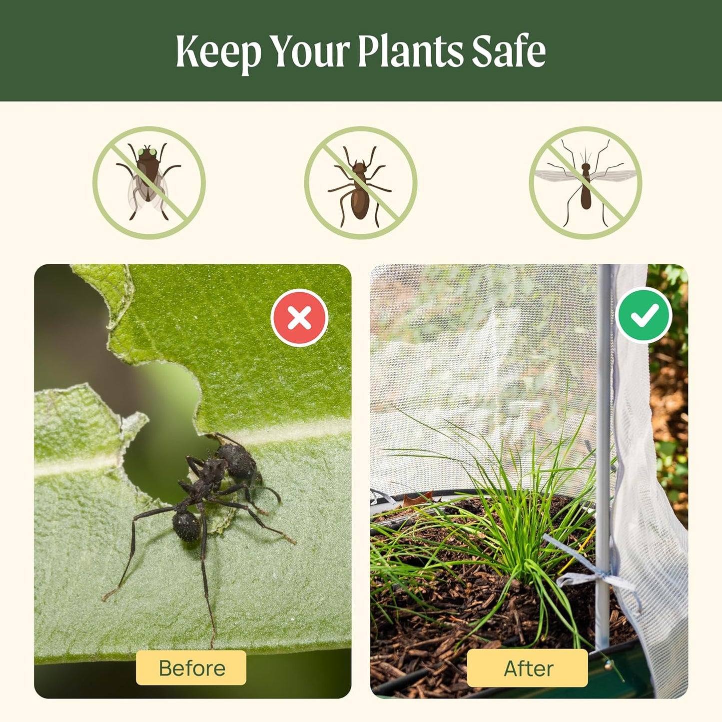 Vego garden Cover System for 3.5' x 3.5' (4 in 1) Garden Bed