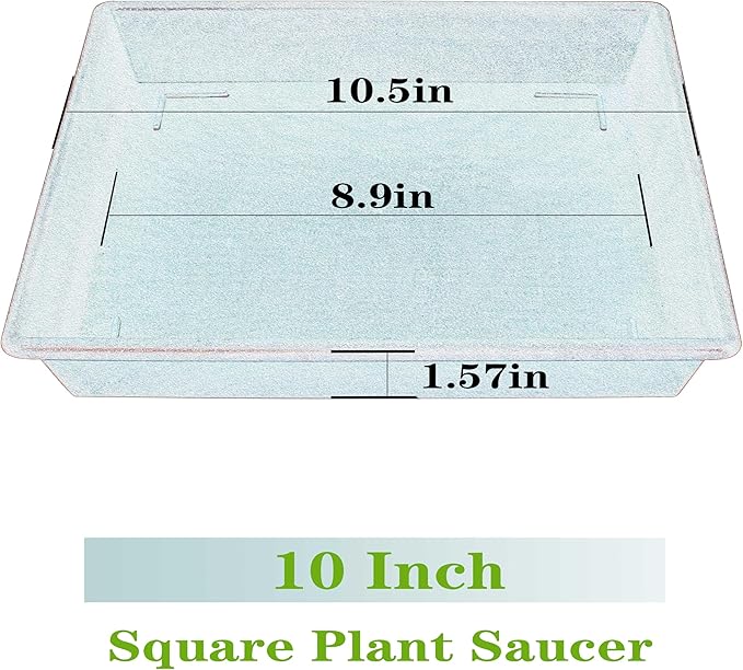 Square Plant Saucer 10 Inch 5 Pack, Plant Stand Flower Pot No Holes, Gray Plant Trays for Pots Heavy Duty Plastic Plant Saucers for Indoors Outdoors Plant Lover Gardening Gifts