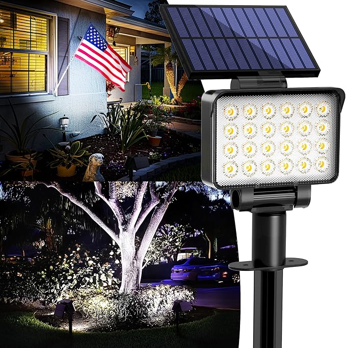 Solar Spot Lights Outdoor Waterproof for Flag, Tree, House, Garden, Yard, Landscape Spotlights for Accent Uplighting Halloween Christmas Decorations-1 Pack