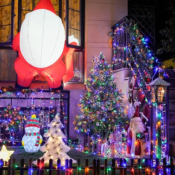 JMEXSUSS 400 LED Christmas Tree Lights Plug in with Remote, 132ft Multicolor Christmas Lights Outdoor Waterproof, 8 Modes Mini String Lights for Patio Yard Party Decorations, EXS-S-0400-R