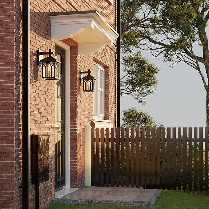 Inlight 11 4/5" High Black Finish and Seeded Glass Outdoor Wall Lantern (Set of 2), Bulb Not Included, IN-0603-1-BK