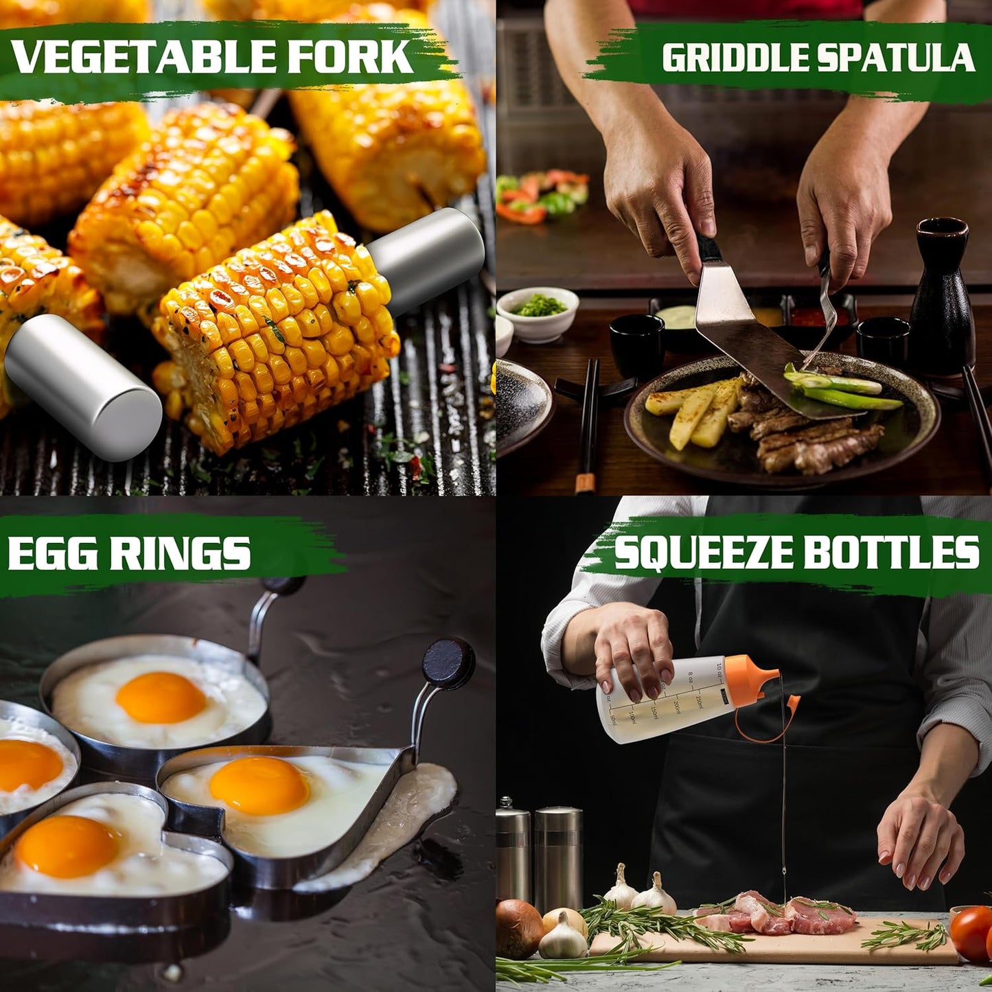 120 Pcs Griddle Accessories Kit for Blackstone - Perfect Flat Top Grill Accessories for Outdoor, Professional Round Melting Dome with Cast Iron Smash Burger Press for Barbecue.