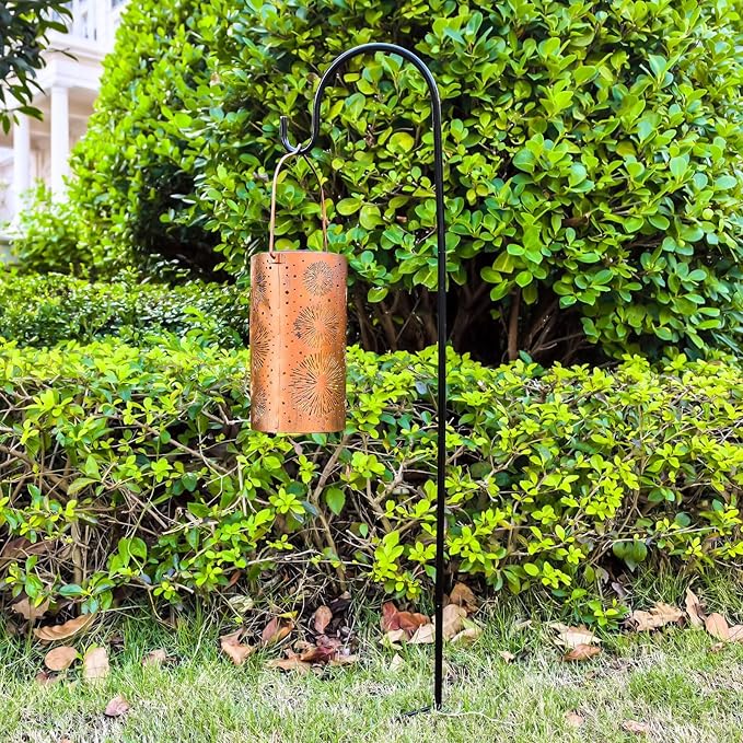 Mothers Day Gifts, Fireworks Solar Lanterns Outdoor Hanging, Hollowed-Out Metal Waterproof LED Garden Decor Light for Patio Yard Pathway Lawn Front Porch Tree, Birthday Gifts for Women Mom Grandma