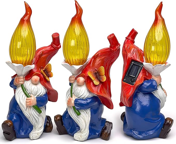 Daisy & Olive | Garden Gnome, Solar Large Gnomes, Outdoor Decorations for Patio, Solar Garden Gnomes Outdoor, Garden Gnome Gifts, Outdoor Garden Decor, Sister Gift | Gift for Women| Yard Decor.