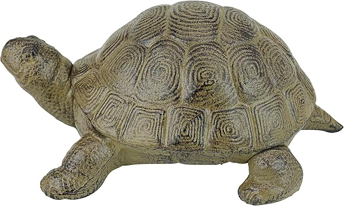 Design Toscano Aesop's Turtle Ornament Garden Tortoise Animal Statue, 10 Inches Wide, Cast Iron, Verdigris Finish