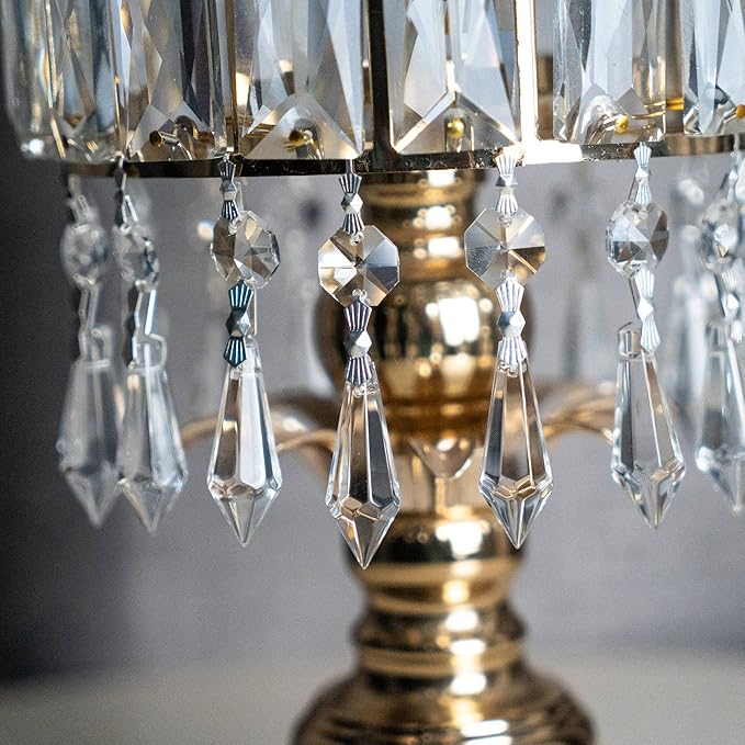 HDCRYSTALGIFTS 20Pcs 38mm Replacement Clear Chandelier Icicle Crystal Prisms Octogan Crystal Bead for Lamp Decor,Silver Bow Tie Connectors
