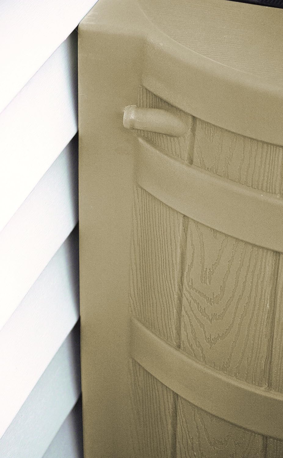 Good Ideas Rain Wizard 50 Gallon Plastic Rain Barrel for Outdoor Rainwater Collection and Storage Features Metal Spigot and Flat Back Design, Khaki