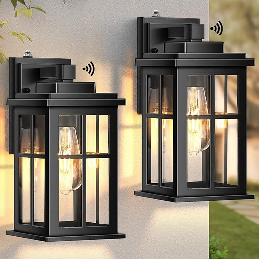 Dusk to Dawn Outdoor Lights for House, 2 Pack Outdoor Light Fixture, Black Exterior Lighting Fixtures, Dusk to Dawn Outdoor Lighting for House, Porch, Garage, Doorway, Anti-Rust, Waterproof