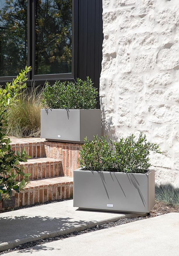 Veradek Block Series Long Box Planter - Large Rectangular Planter for Indoor or Outdoor Patio/Porch | Durable All-Weather Use with Drainage Holes | Modern Décor for Tall Plants, Flowers or Shrubs