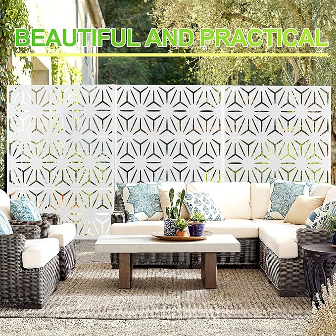 Outdoor Privacy Screen,72" H×47" W Metal Privacy Screen, Freestanding Privacy Fence Panels for Patio