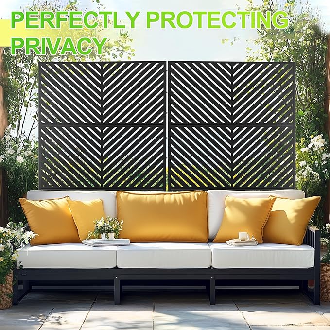 Outdoor Privacy Screen,72" H×47" W Metal Privacy Screen, Freestanding Privacy Fence Panels for Patio