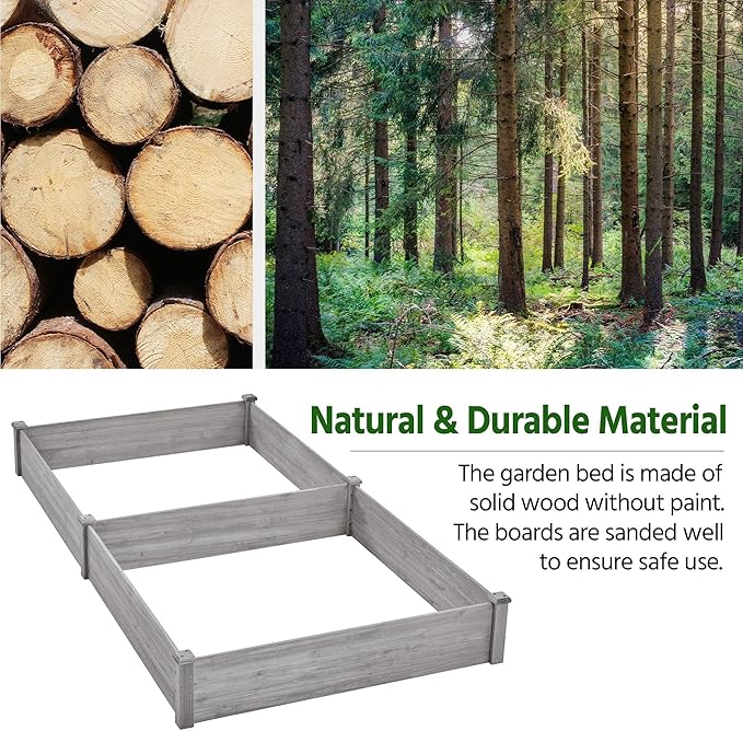 Yaheetech 8×4ft Wooden Horticulture Raised Garden Bed Divisible Elevated Planting Planter Box for Flowers/Vegetables/Herbs in Backyard/Patio Outdoor, 93 x 48 x 10in, Gray