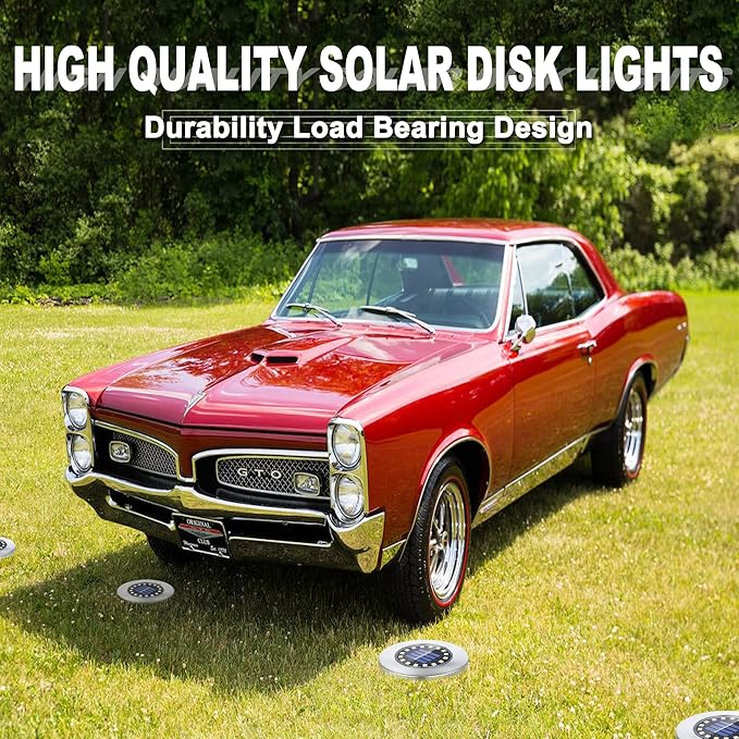 Solar Ground Lights-Waterproof Solar Lights Outdoor Garden- Solar Disk Lights-Upgraded 16LED Bright in-Ground Lights-Landscape Lights for Pathway, Yard, Lawn, Patio, Walkway (16 Pack White Light)