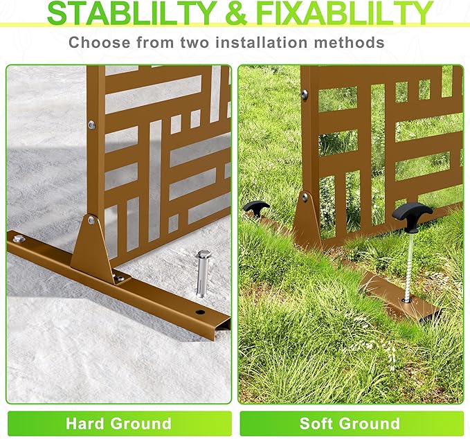 Outdoor Privacy Screen,72" H×47" W Metal Privacy Screen, Freestanding Privacy Fence Panels for Patio