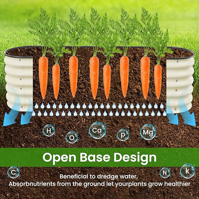 Raised Garden Beds 8 X 2 X 1.4Ft, Galvanized Raised Garden Beds Outdoor Planter Box for Vegetables, Gardening, Flowers, Fruits etc (Ivory)