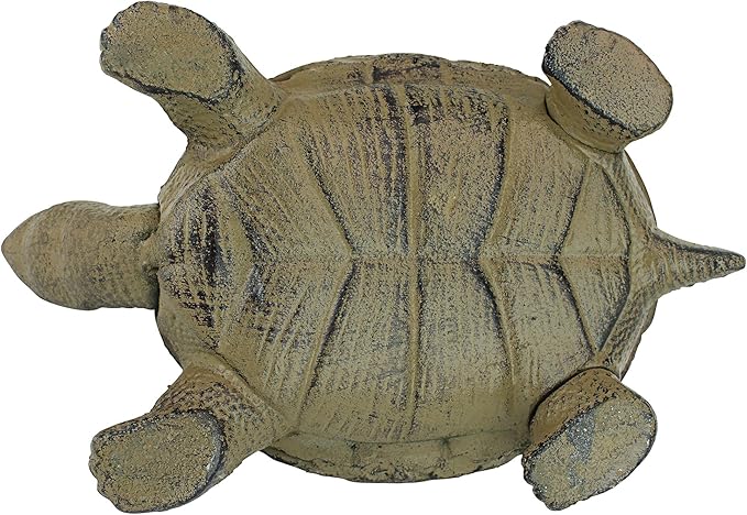 Design Toscano Aesop's Turtle Ornament Garden Tortoise Animal Statue, 10 Inches Wide, Cast Iron, Verdigris Finish