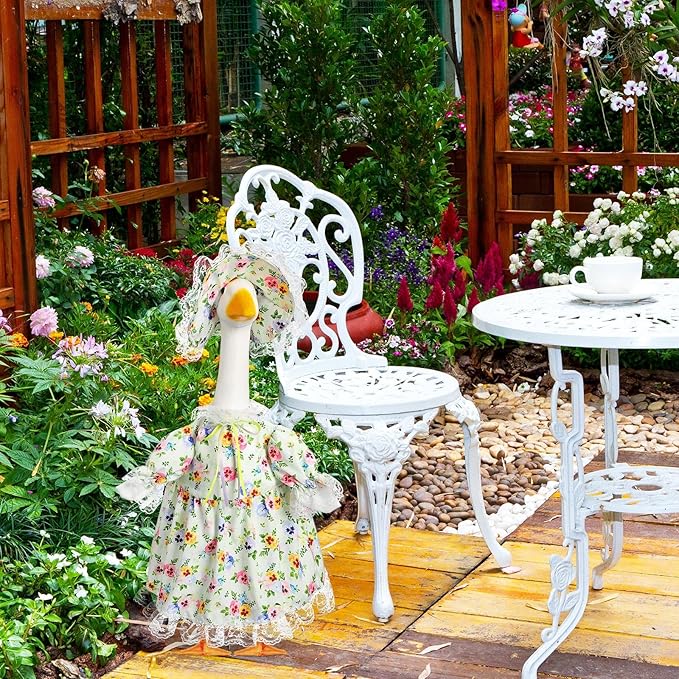 Spring Floral Goose Outfit Lawn Porch Goose Clothes 23" Lolita Spring Outdoor Patio Yard Lawn Art Decoration