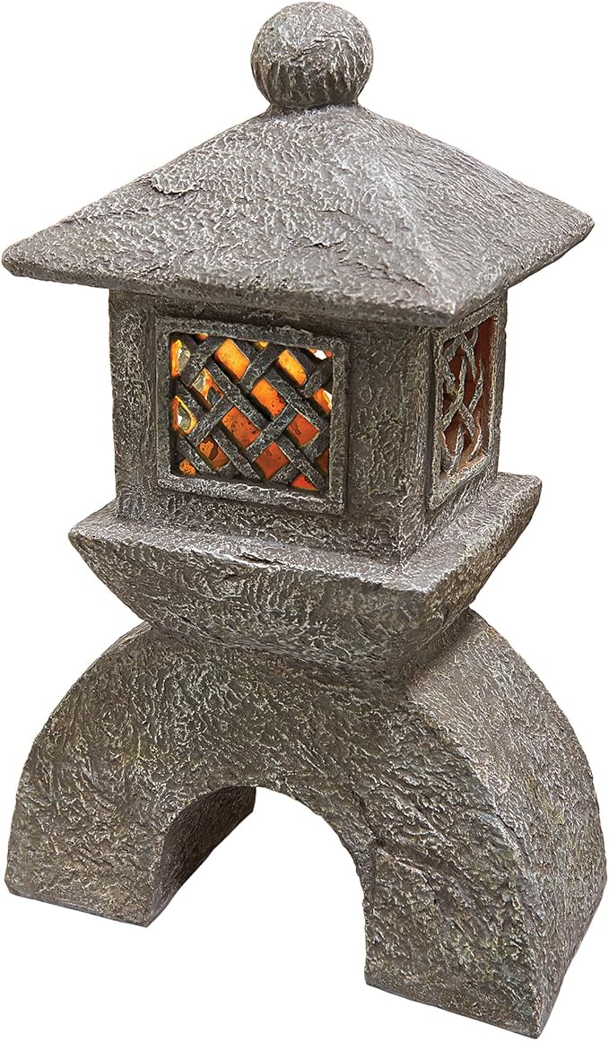 Design Toscano AL58699 Illuminated Pagoda Lantern Statue,greystone