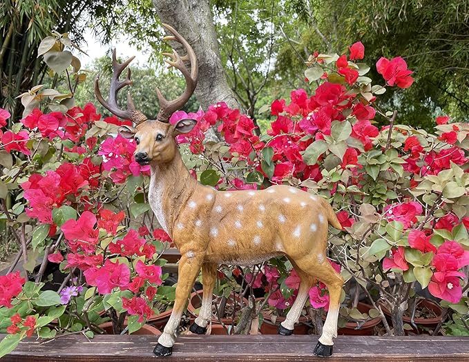 XTAPAN Resin Sika Standing Deer Statue Garden Animals Decorations Outdoor Sculpture Yard Art Decor Lawn Ornaments Clearance Patio Decoration Figurine Christmas Home Decorations