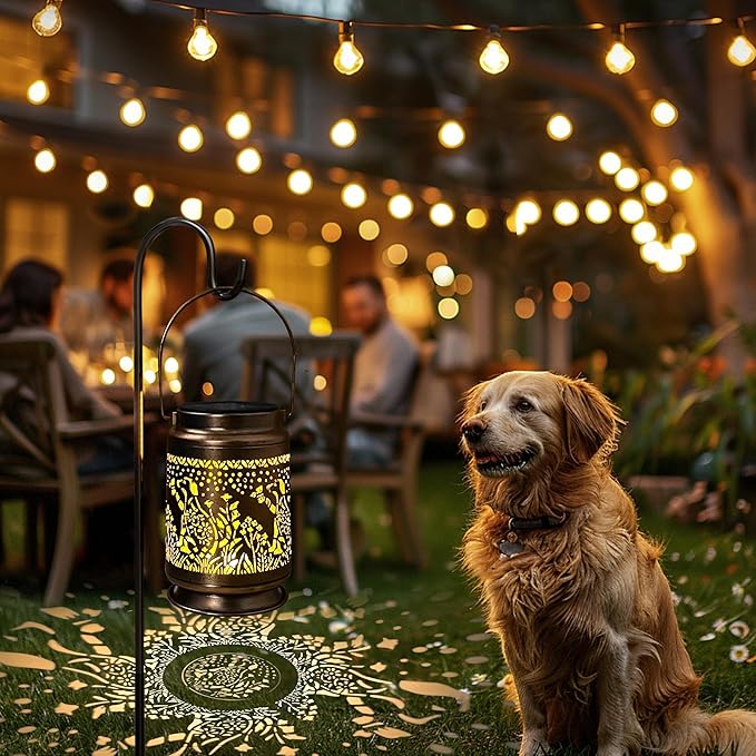 KY&BOSAM Pet Dog Memorial Solar Lights Outdoor Garden Decor Solar Lanterns Outdoor Waterproof Metal Light Memorial Gift, Pet Loss, Pet Sympathy, Thoughtful Dogs and Cats Remembrance, Bereavement Gift