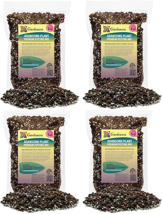 Monstera Adansonii Premium Soil Blend - 20 QT - Promote Aeration, Drainage & Nutrient Retention - (4 Bags of 5 Quart)