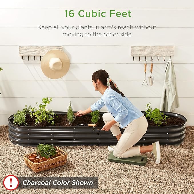 Best Choice Products 8x2x1ft Outdoor Metal Raised Garden Bed, Oval Deep Root Planter Box for Vegetables, Flowers, Herbs, and Succulents w/ 108 Gallon Capacity - Terracotta