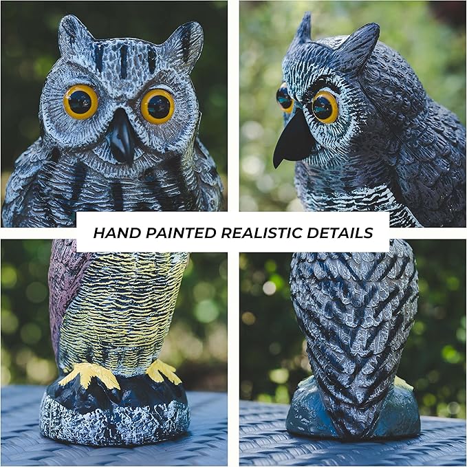 Galashield Owl Decoys to Scare Birds Away | Plastic Owls to Scare Birds Away | Owl Statue for Garden & Outdoors [Set of 3]