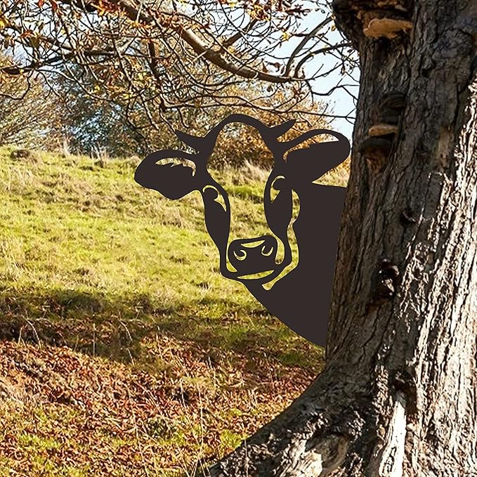 Cow Metal Art Farm Garden Decor Garden Fence Decoration Outdoor Decoration for Farmhouse Yard Lawn