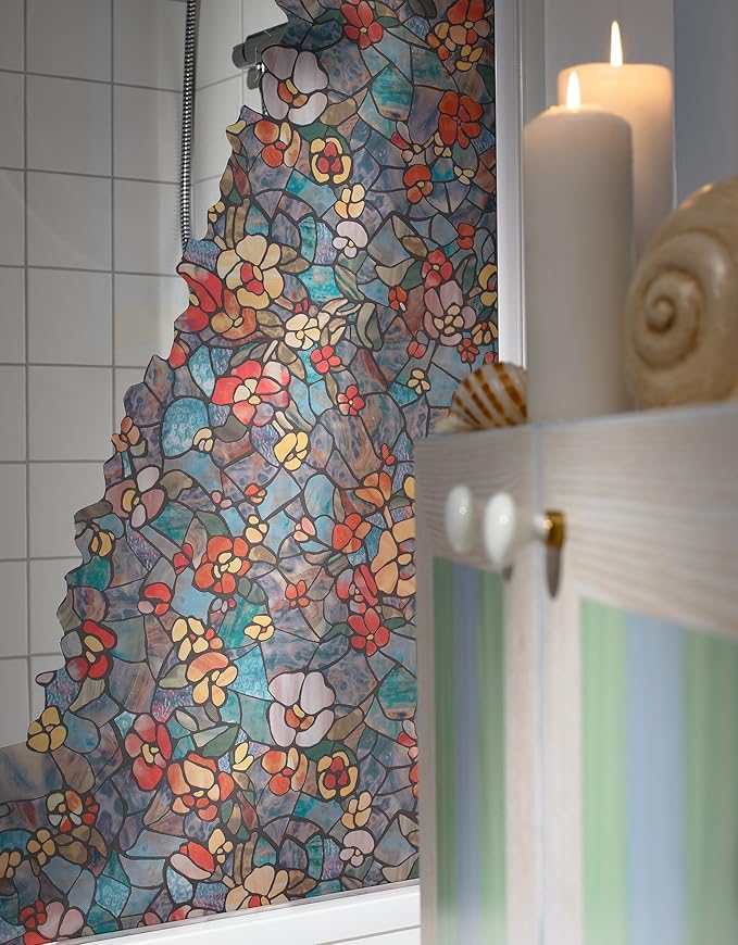 d-c-fix 346-0431-2PK Self-Adhesive Privacy Glass Window Film, Venetian Garden, 17" x 78" Roll, 2-Pack