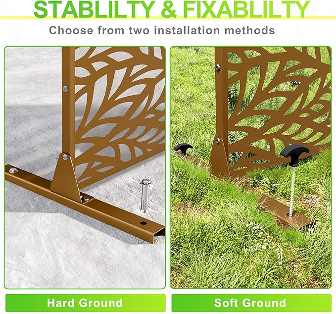 Outdoor Privacy Screen,72" H×47" W Metal Privacy Screen, Freestanding Privacy Fence Panels for Patio