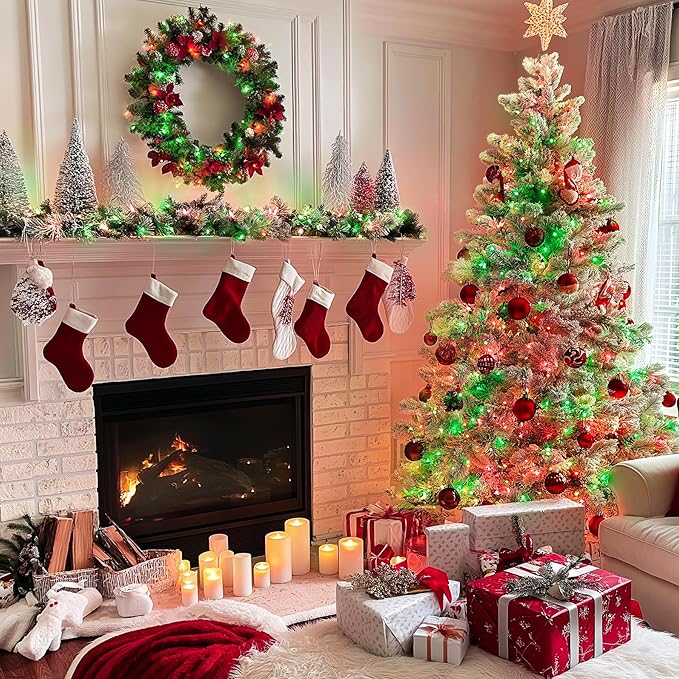 JMEXSUSS 200 LED Red and Green Christmas Lights Outdoor, 66ft String Lights Indoor Clear Wire Plug in for Bedroom Party Christmas Tree Decorations