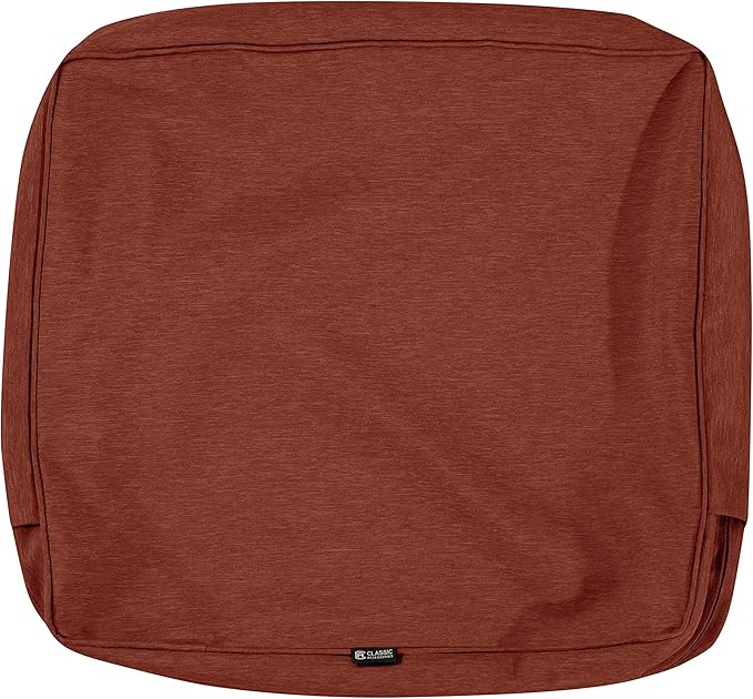 Classic Accessories Montlake Water-Resistant 19 x 20 x 4 Inch Patio Lounge Back Cushion, Heather Henna Red, Outdoor Loveseat Cushions