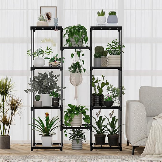 Tall Plant Stand Indoor Metal Plant Shelf Outdoor Tiered Plant Rack for Multiple Plants 4 Tiers 10 Pots Ladder Plant Holder Plant Table for Plant Pots Boho Home Decor for Gardening Gifts