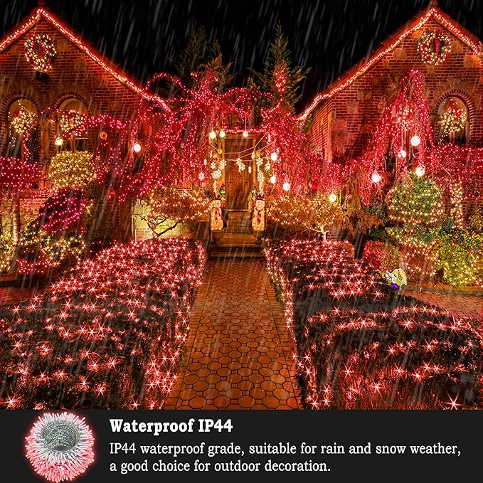 KNONEW 403ft 1000 LED String Lights Outdoor Christmas Lights 8 Modes & Timer Fairy Light Plug in Waterproof LED String Lights for Xmas Yard Tree Wedding Party Holiday Decorations (Red)