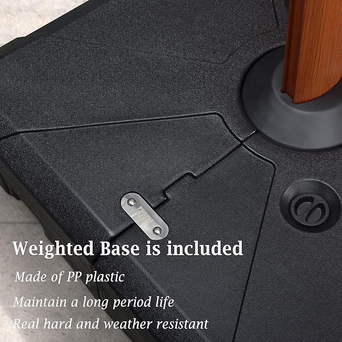 PURPLE LEAF 10ft Patio Umbrella with Base Outdoor Square Umbrella Large Cantilever Umbrellas Windproof Offset Heavy Duty Sun Umbrellas for Garden Deck Pool Patio, Beige