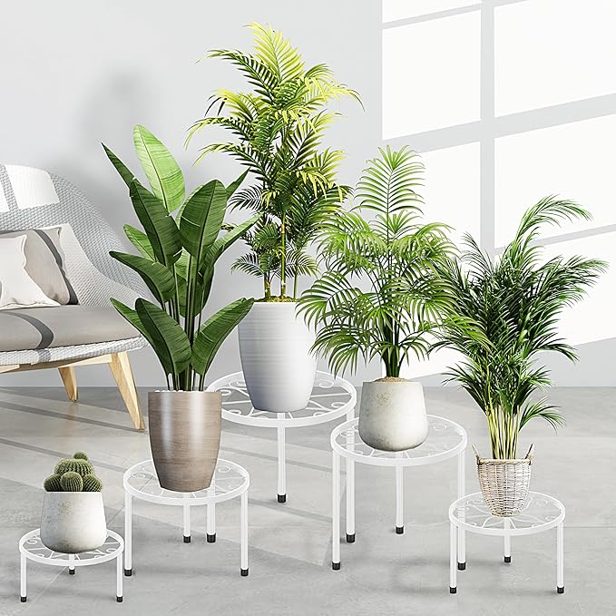 CADANI 5-Pack Metal Plant Stands for Outdoor Indoor, Anti-Rust Iron Flower Pot Stand, Heavy Duty Plant Pot Shelf for Multiple Plant, Decoration Racks for Home, Patio & Garden